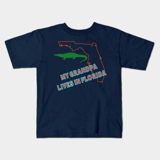 My Grandpa Lives in Florida Text & Design Kids T-Shirt